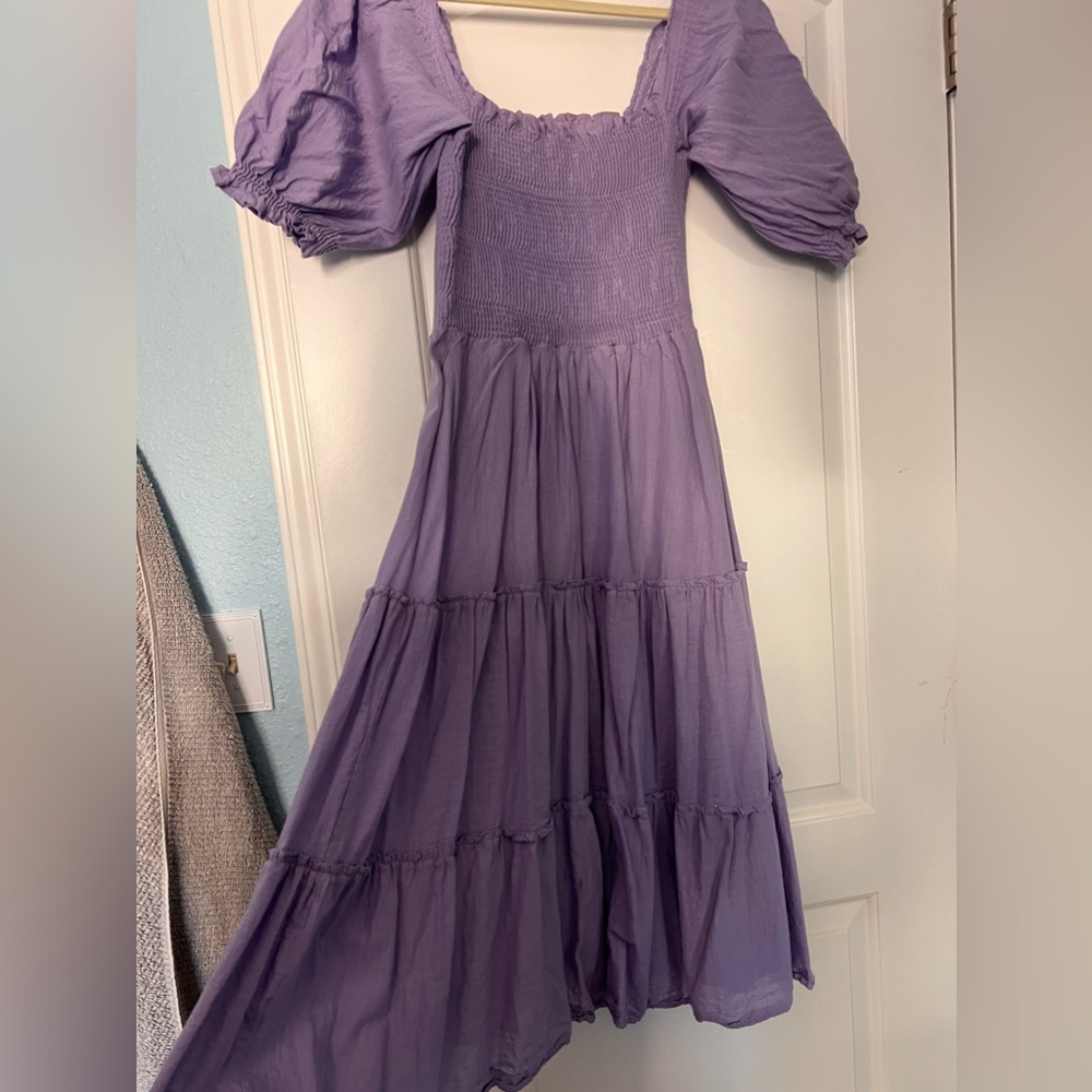 Lilac Peixoto smocked midi dress